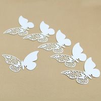 vanki 50pcs Table Mark Wine Glass Butterfly Name Place Cards Wedding Party Favor (White)