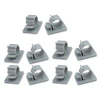 uxcell 10Pcs TS-1214 Self Adhesive Adjustable Cable Tie Sticker Clip Diameter 14mm Gray