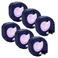 6-Pack LetraTag Transparent 16952 Refills 12mm Replace Dymo Black on Clear Plastic Label Tape 12mm x 4m, 1/2 Inch x 13 Feet Labeling Tape Compatible Dymo Letra Tag Printer LT100H LT100T LT110T XR