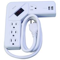 Woods 41376 4-Outlet Desktop Usb Corner Surge Strip 490 Joules, White,