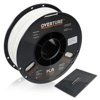 OVERTURE PLA Filament 1.75mm with 3D Build Surface 200mm × 200mm 3D Printer Consumables, 1kg Spool (2.2lbs), Dimensional Accuracy +/- 0.05 mm, Fit Most FDM Printer, White