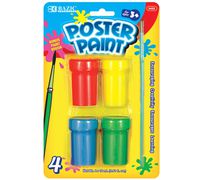 BAZIC 4 Color 18ml Poster Paint w/ Brush (Case of 24)