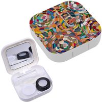 Portable Contact Lens Case Box Travel Kit Mirror + Bottle + Tweezers Container Holder [ Colourful Ornamental Rose ]