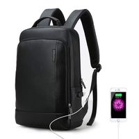 Bopai 18L Leather Laptop Backpack for Men Intelligent Increase Backpack with USB Charging Travel Backpack Men