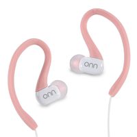 ONN Outdoor Activity Style Sports Soft Loop Hanger Vertical In-Ear Clips Earbud Headphones Earbuds with In-Line One-Touch Microphone, Pink/White (Non-Retail Packaging)