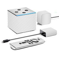 MightySkins Skin Compatible with Amazon Fire TV Cube (2019) - White Carbon Fiber | Protective, Durable, and Unique Vinyl Decal wrap Cover | Easy to Apply, Remove, and Change Styles | Made in The USA