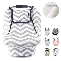 Stretchy Baby Car Seat Covers for Boys Girls, Infant Car Canopy for Spring Autumn Winter,Snug Warm Breathable Windproof, Zipped Peep Window,Universal Fit, Grey White Chevron -Patented Design