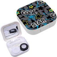 Portable Contact Lens Case Box Travel Kit Mirror + Bottle + Tweezers Container Holder [ Girls Boys Star ]