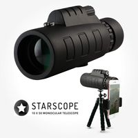 Starscope 10x50 Monocular Telescope Waterproof Fogproof Bak4 Prism with Built-in Compass for All Outdoor Activities with Smartphone Mount and Tripod