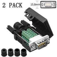 Anmbest 2PCS DB9 Solderless RS232 D-SUB Serial to 9-pin Port Terminal Male Adapter Connector Breakout Board with Case Long Bolts Tail Pipe (2PCS Thinner Male)