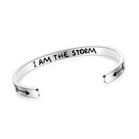 SAM & LORI I Am The Storm Inspirational Cuff Bracelet Bangle Motivational Mantra Quote Stainless Steel Engraved Best Friend Sister Gift for Women Teen Girls with Hidden Message