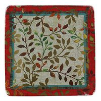 Design Design Patina Fall Leaves Dessert Square 7.25" Paper Plates 8 ct