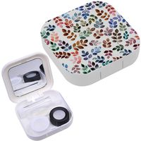 Portable Contact Lens Case Box Travel Kit Mirror + Bottle + Tweezers Container Holder [ Autumn Colors ]