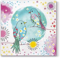 Watercolor Birds and the Blue Moon Paper Luncheon Napkins 40pcs Decoupage