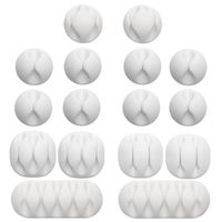 Gydandir 16 Pack Multipurpose Cable Clips Holders Self Adhesive Cord Holders Desk Cable Management Clips Wire Holder for Organizing Cables,Cords and Wires Home and Office (White)