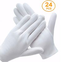 12 Pairs Cotton Gloves for Dry Hands, White Cotton Gloves for Eczema, Cotton Gloves for Handling Film, SPA Gloves for Women, Inspection Gloves for Men, Cloth Gloves Coin Gloves Photography Gloves