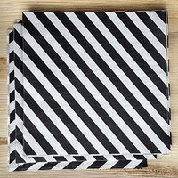 Tableclothsfactory Diagonal Striped Restaurant Party Beverage Paper Napkins - Black and White - 100 PSC