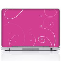 Meffort Inc 14 Inch Laptop Notebook Skin Sticker Cover Art Decal (Free Wrist pad) - Pink White Swirl