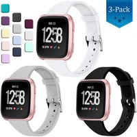 Wepro Bands Compatible with Fitbit Versa SmartWatch, Versa 2 and Versa Lite SE Watch, Soft Silicone Slim Band Replacement Wristband Straps for Women Men, 3-Pack, Large, Black White State Gary