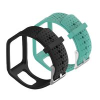 Weinisite Silicone Adjustable Replacement Strap Bracelet for Tomtom Runner 1/Tomtom Multi-Sport Cardio/Tomtom Multi-Sport GPS Watch/Tomtom Multi-Sport + HRM (Black+Teal)