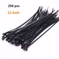 Artviva Zip Ties Self-Locking Hoops Cable Ties 250Pcs, Multi-Purpose Nylon Cable Ties Durable Cable Zip Ties for Out/in Door(Black,12 Inch)