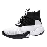 Dainzuy Sports Sneakers for Men Mesh Breathable High Upper Basketball Shoes Sneakers Anti Slip Trail Walking Shoes White