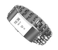 Maccasing Bands Compatible Fitbit Charge 2 - Metal Replacemen Adjustable Bracelet/Accessories Wristband with Premium Rhinestone Compatible Fitbit Charge 2 Bands Women Men/Rose Gold Sliver Black