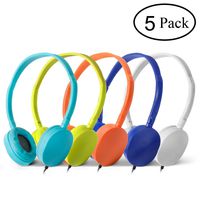 Wholesale Bulk Headphones Earphones Earbuds - Kaysent(KHP-5Mixed) 5 Packs Mixed Colors(Each 1 Pack) Stereo Headphone for School, Classroom, Airplane, Hospiital, Students,Kids and Adults