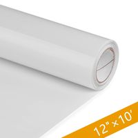 PU HTV Vinyl Rolls - 12 Inch × 10 Feet Heat Transfer Vinyl, Easy Cut & Weed Compatible with Cameo Silhouette & Cricut, Iron on Vinyl for Design DIY T-Shirts, Hats, Clothing and Other Textiles(White)