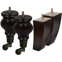 AORYVIC Wood Furniture Legs with Casters Turned Sofa Legs 5.5inch Vintage Replacement Legs for Settee Chair Sofa Cabinet Coffee Table Ottoman Bookshelves Packs of 4