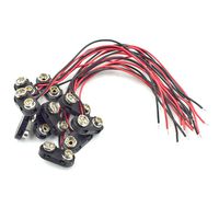 Hxchen 9V Battery Clip Connector Battery Buckle Wire Connectors Short Cable Connection 15cm Length (T Type Hard Leather Shell) - (10 Pcs)
