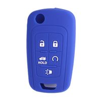 XUHANG Sillicone key fob Skin key Cover Remote Case Protector Shell for Chevrolet Camaro Cruze Limited Equinox Impala Limited Malibu Limited Sonic 5 Button Blue