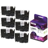 Motan Ptouch Compatible for Tze-251 Tz-251 Tze251 24mm 1" Label Tape 8m (26.2 Feet) Work with Brother PT-P750W PT-D600VP PT-P700 PT 2700 PT-P750WVP PT-D600 Label Tape, tz251 Black on White,6-Pack
