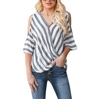 KawaiineWomen Casual Plus Size Scoop Neck Patterned Print Linen Blouse Beach Shirt Tops Grey