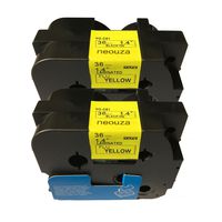 NEOUZA 2PK Compatible for Brother P-Touch Laminated TZe TZ C61 Label Tape Blk on Fluo Yellow W 1.5" 36mm x L 16.4' 5m