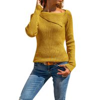 Blouses for Women,Womens Tops Autumn Winter Long SleeveSolid Strips Sweater Pullover Blouse Shirt Tops(L,Yellow)