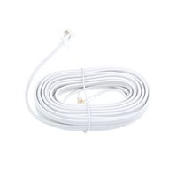 RJ11 6P4C Modular Telephone Extension Cable Phone Cord Line Wire (15 Feet, White)