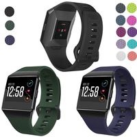 SKYLET Compatible with Fitbit Ionic Bands, 3 Pack Soft Replacement Sport Wristbands Compatible with Fitbit Ionic Smart Watch with Buckle Men Women (Black,Navy Blue,Dark Green Large)