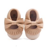 Delebao Infant Toddler Baby Soft Sole Tassel Bowknot Moccasinss Crib Shoes (12-18 Months, Khaki)