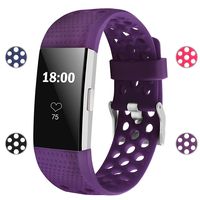 iGK Silicone Replacement Bands Compatible for Fitbit Charge 2, Adjustable Breathable Sport Strap Smartwatch Fitness Wristband with Air Holes All Plum Small