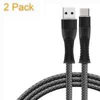 USB Type C Cable, 6.6FT USB Fast Charger Nylon Braided USB C Cable Compatible with Samsung Galaxy S10 S9 S8 Plus Note 9 8, Moto Z, LG V30 V20 G5, Nintendo Switch (6.6ft X 2Pack, Gray)
