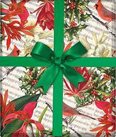 Cardinal & Holly Music Note Holiday Gift Wrapping Paper Flat Sheet - 24" x 6'