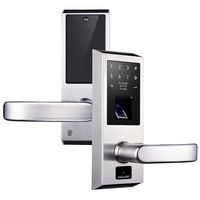 AIGURD Biometric Smart Fingerprint Door Lock Open Modes Switch OLED Panel Operation Perfect for Home Office 4 AA Batteries Required-Silver, Right Handed