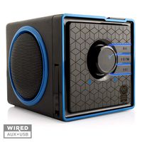 GOgroove SonaVERSE BX Portable Speaker with USB Music Player - Cube Speaker with USB Flash Drive MP3 Input, 3.5mm AUX Port, Playback Controls, Rechargeable Removable Battery (Wired, Blue)