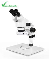 Vision Scientific VS-1AE-IFR07 Binocular Zoom Stereo Microscope,10x Widefield Eyepiece,0.7X-4.5X Zoom Range, 7X-45x Magnification Range, Pillar Stand with Large Base, 144-LED Ring Light