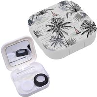 Portable Contact Lens Case Box Travel Kit Mirror + Bottle + Tweezers Container Holder [ Botanical ]