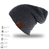 Bluetooth Beanie Hat Cap with Wireless Bluetooth Headphone Headset Earphone for Winter Sports Fitness Gym Exercise, by DeeFec (Small Grid-Darkgray)