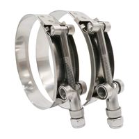 Roadformer 3.75" T-Bolt Hose Clamp - Working Range 102mm - 110mm for 3.75" Hose ID, Stainless Steel Bolt, Stainless Steel Band Floating Bridge and Nylon Insert Locknut (102mm - 110mm, 2 pack)