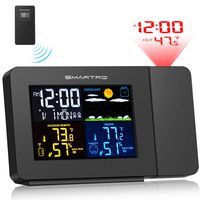 SMARTRO SC91 Projection Alarm Clock for Bedrooms with Weather Station, Wireless Indoor Outdoor Thermometer, Temperature Humidity Monitor Gauge Hygrometer