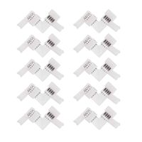 5050 4 Pin LED L Shape Connector - iCreating 10PCS 12V RGB Solderless LED Light Strip Tape 90 Degree Corner Connectors for 10mm Wide Flexible 5050 RGB LED Strip Lights
